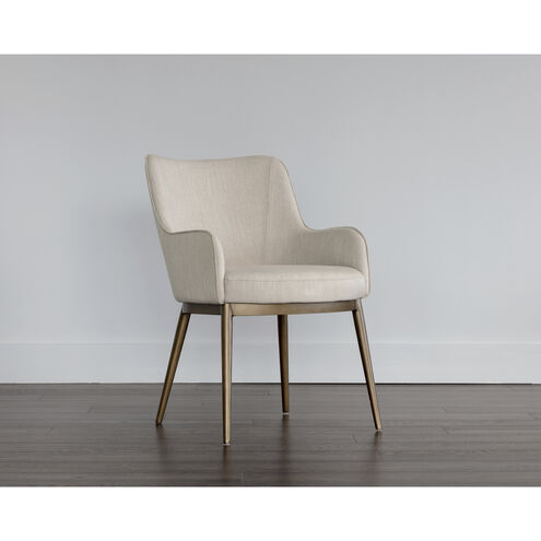 Franklin Beige Linen Dining Armchair